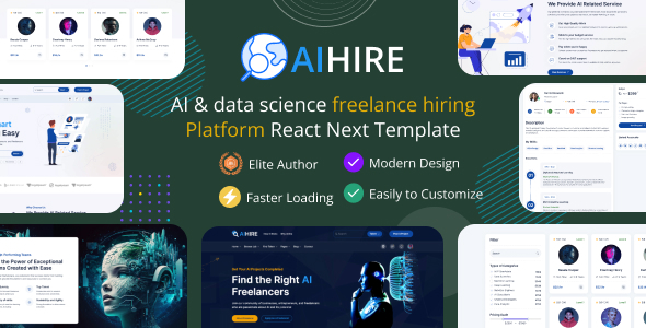 Aihire - AI & Data Science Freelance Hiring Platform React Next JS  Template