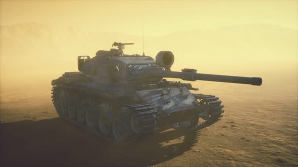 World War II Tank in Desert in Sand Storm alt