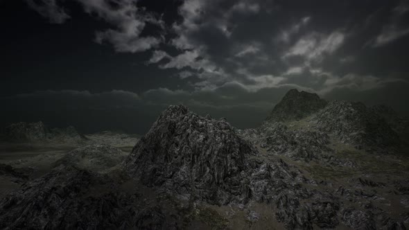 Dramatic Storm Sky Over Rough Mountains