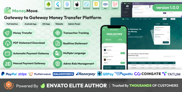 MoneyMove - Gateway to Gateway Money Transfer Platform Full Solution