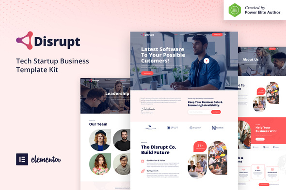 Disrupt - Tech Startup Business Elementor Template Kit