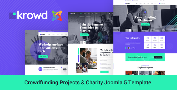 Krowd - Joomla 5 Crowdfunding Projects & Charity Template
