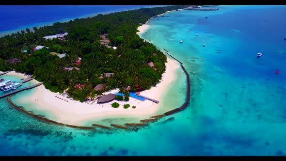 Aerial drone view texture of tropical island beach time by blue sea and white sandy background of a 