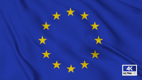 European Union Flag Waving Slowly Looped