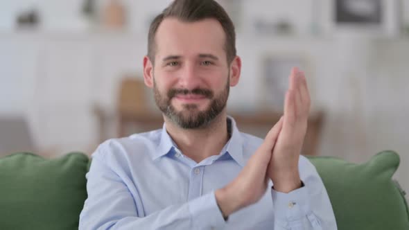 Applaud Young Man Clapping at Home