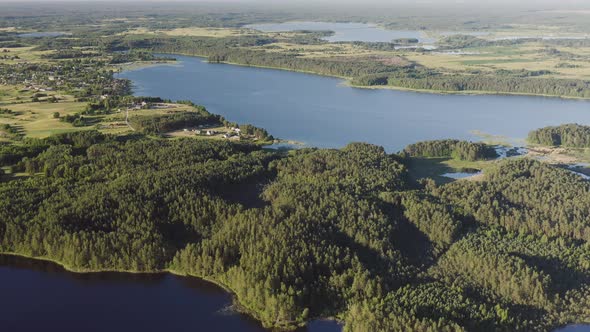 Landscape of a Nature with Beautiful Lakes and Woods 