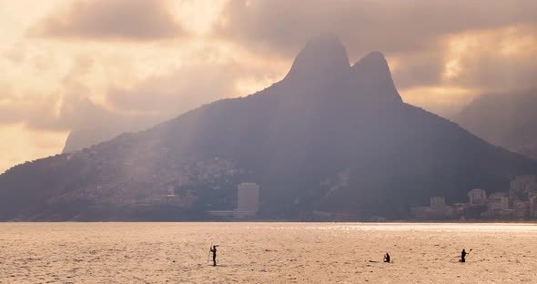 Sunset over Ipanema Beach In Rio De Janeiro, Brazil. 4K