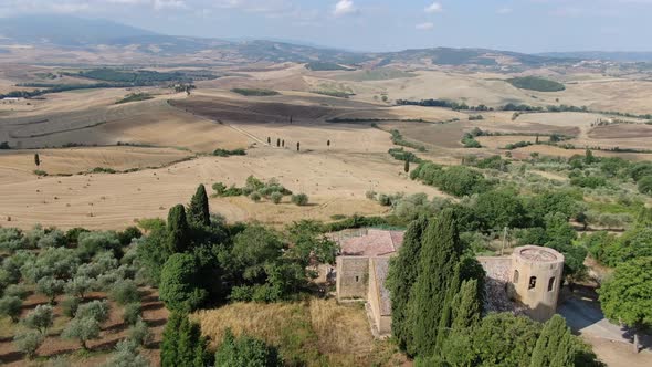 Small church and beautiful landscape near Pienza, Tuscany, Italy