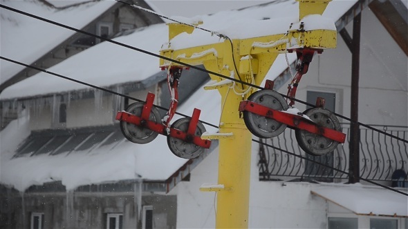 Close Up Mechanism Of Ski Lift 