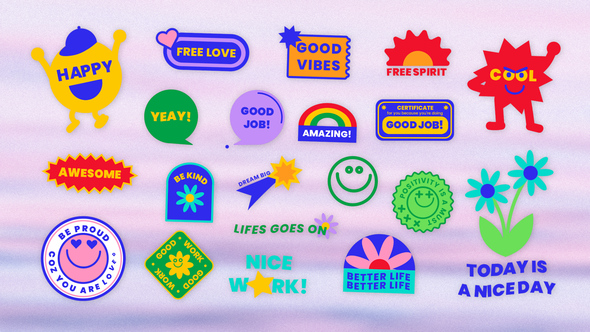 Sticker Pack - Retro Y2K Vibrant After Effects Project Template
