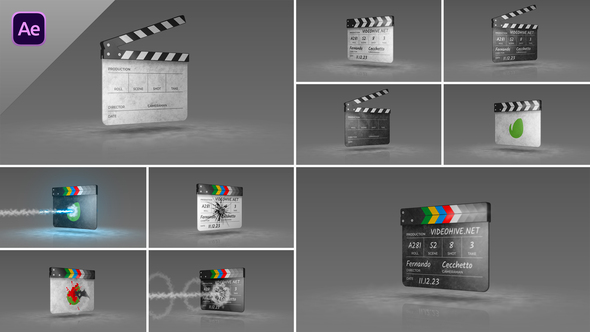 Clapperboard Transitions + Logo reveal