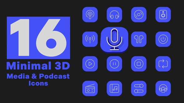 Minimal 3D - Media & Podcast Icons alt
