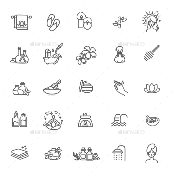 Outline Web Icon Set  Spa and Beauty