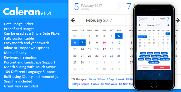 Caleran – Date Range Picker