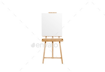 Blank canvas on wooden easel