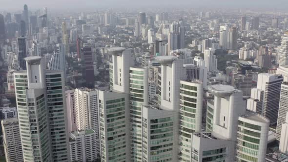 Aerial View of Bangkok Asoke Khlong Toey During Covid Lockdown Thailand