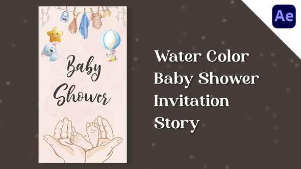 Water Color Baby Shower Invitation Story