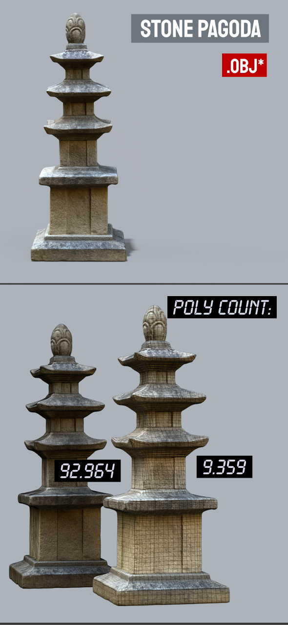 Korean Stone Pagoda Buddhist Column Statue Obelisk