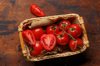 Fresh tomatoes in basket