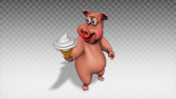 Cartoon Pig - Ice Cream