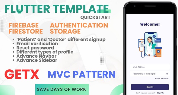 Flutter Starter Pro: Getx (MVC) Role based login, Sign up, Advance Sidebar and Navbar, Profile