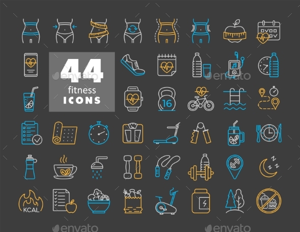 Fitness and Health Vector Icon Set
