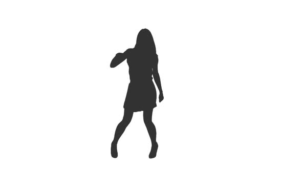 Black and White Silhouette of a Young Sexy Woman Dancing, Alpha Channel