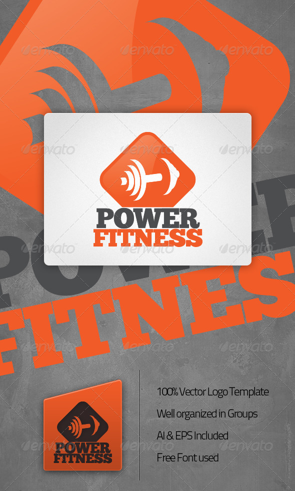 Power Fitness Gym Logo Template