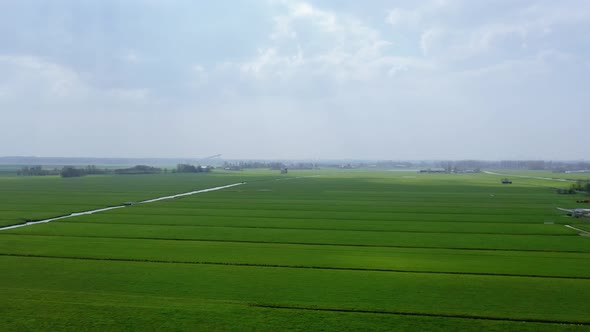 Aerial view grass field and sky