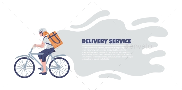 Courier on a Bicycle with an Orange Delivery Box