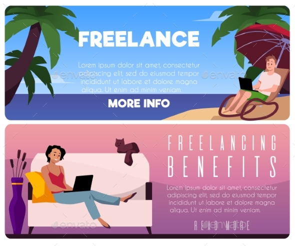 Freelance Benefits Vector Landing Pages Set