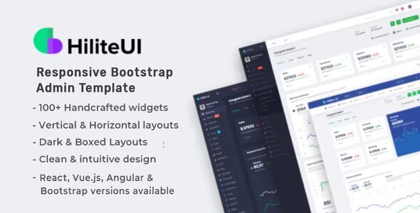 HiliteUI Responsive Bootstrap5, React, VUE and Angular Admin Template