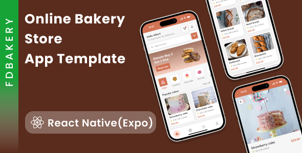 Online Bakery Store App Template in React Native | FDBakery