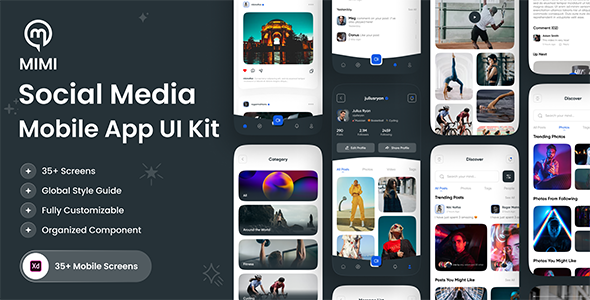 MIMI - Social Media App UI Kit For Adobe Xd