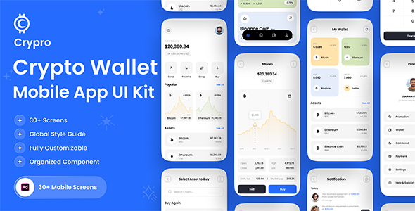 Crypro - Crypto Wallet Mobile App Kit For Adobe  Xd