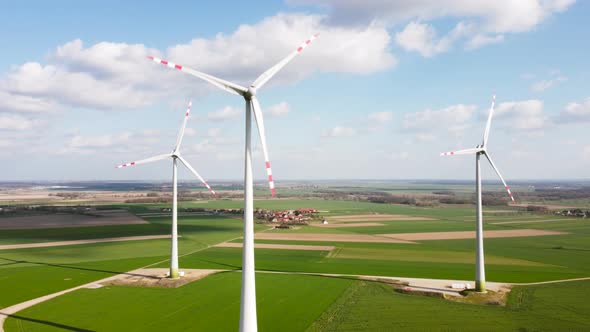 Wind Turbines Aerial View