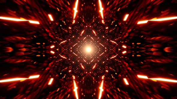 Abstract Symmetrical Art Background with Red Light Beams Intersecting Each Other