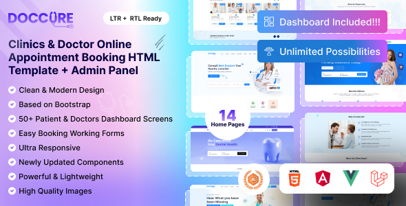 Doccure - Clinic & Doctor Appointment Booking HTML Angular Vue & Laravel Template + Admin Dashboard