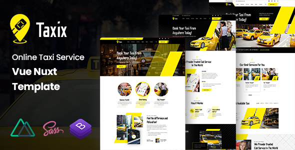 Taxix - Online Taxi Service Vue Nuxt Template