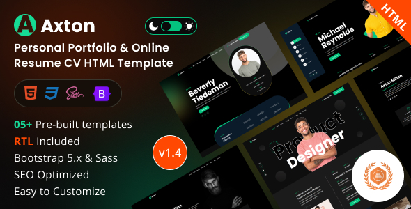 Axton - Resume CV & Portfolio Bootstrap 5 Template