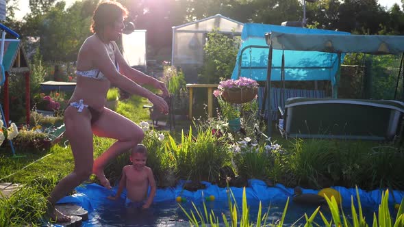 A Woman Was Swimming in a Small Lake on a Hot Summer Day