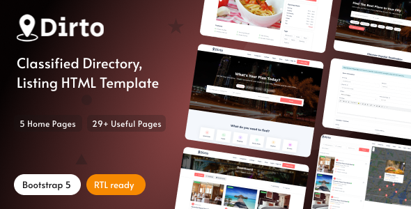 Dirto - Classified Directory | Listing HTML Template with RTL Ready