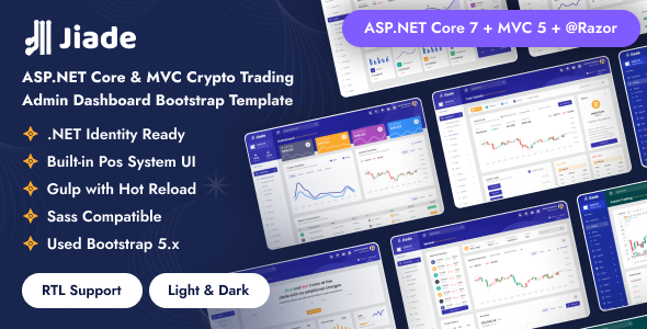 Jiade – ASP.NET Core & MVC Crypto Trading Admin Dashboard Bootstrap Template – 0 Sold!