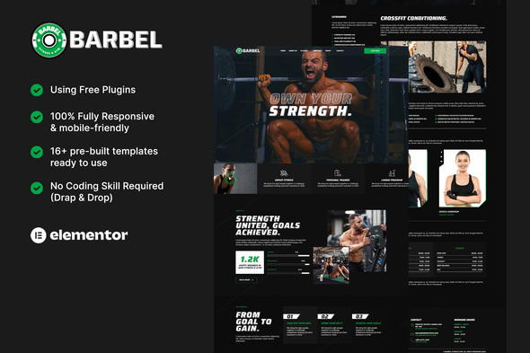 Barbel - Fitness Gym Elementor Template Kit