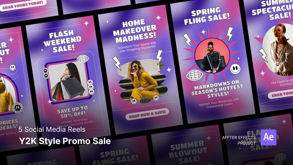 Social Media Reels - Y2K Style Promo Sale After Effects Template