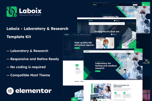 Laboix – Laboratory & Research Elementor Template Kit – 0 Sold!