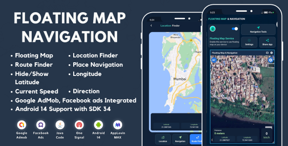 Floating Map Navigation with AdMob Ads Android