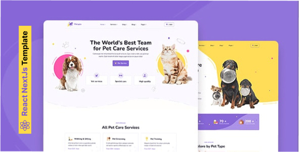 Petopia – Pet Care Service React NextJs Template – 0 Sold!