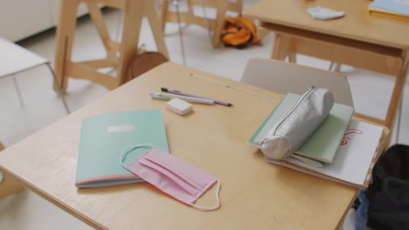 Face Mask Lying on Desk in School