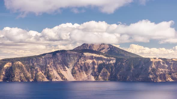 Time lapse of clouds moving above Crater Lake in Oregon